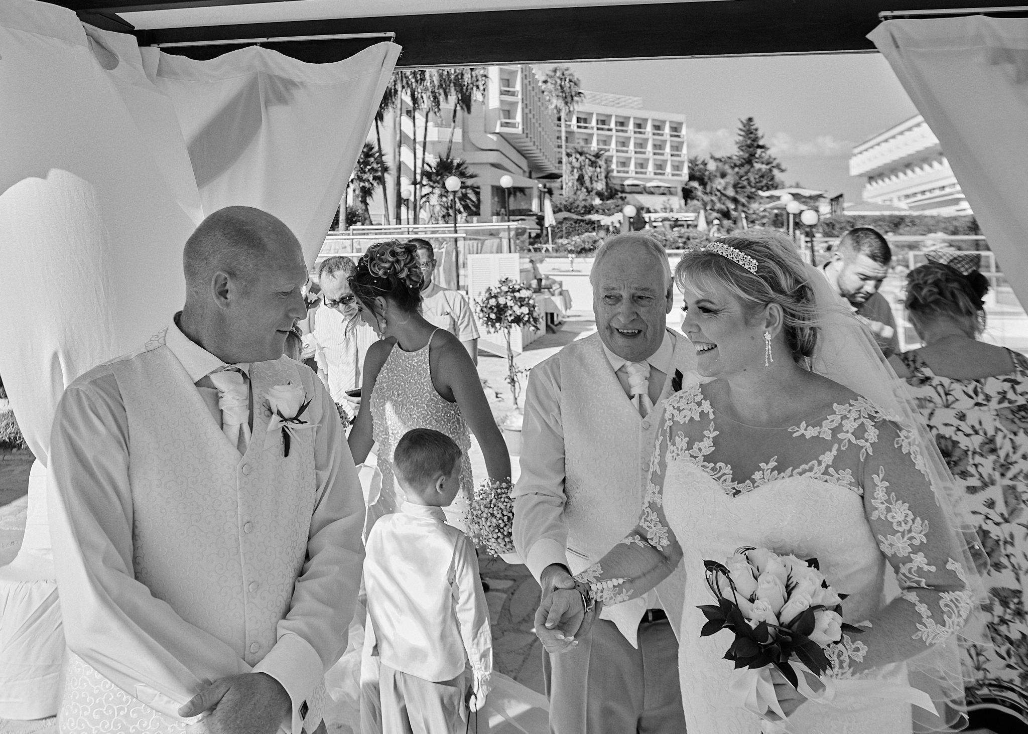 Monochrome, Black and White, B&W, Wedding photography of Kara and Ian taken at The Sentido Cypria Bay, in Pafos, Cyprus by Cyprus Wedding photographer - Richard King. September 2018. The wedding included a trip on a wedding bus. Monochrome, Black and White, B&W, Wedding photography of Kara and Ian taken at The Sentido Cypria Bay, in Pafos, Cyprus by Cyprus Wedding photographer - Richard King. September 2018. The wedding included a trip on a wedding bus.