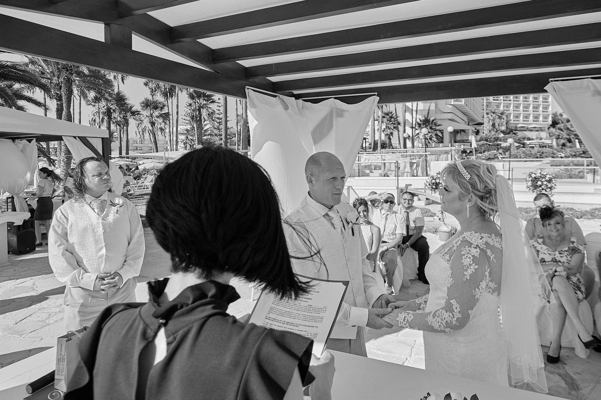 Monochrome, Black and White, B&W, Wedding photography of Kara and Ian taken at The Sentido Cypria Bay, in Pafos, Cyprus by Cyprus Wedding photographer - Richard King. September 2018. The wedding included a trip on a wedding bus. Monochrome, Black and White, B&W, Wedding photography of Kara and Ian taken at The Sentido Cypria Bay, in Pafos, Cyprus by Cyprus Wedding photographer - Richard King. September 2018. The wedding included a trip on a wedding bus.