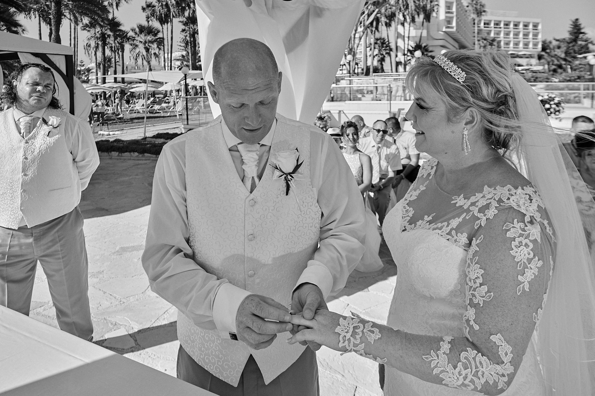 Monochrome, Black and White, B&W, Wedding photography of Kara and Ian taken at The Sentido Cypria Bay, in Pafos, Cyprus by Cyprus Wedding photographer - Richard King. September 2018. The wedding included a trip on a wedding bus. Monochrome, Black and White, B&W, Wedding photography of Kara and Ian taken at The Sentido Cypria Bay, in Pafos, Cyprus by Cyprus Wedding photographer - Richard King. September 2018. The wedding included a trip on a wedding bus.