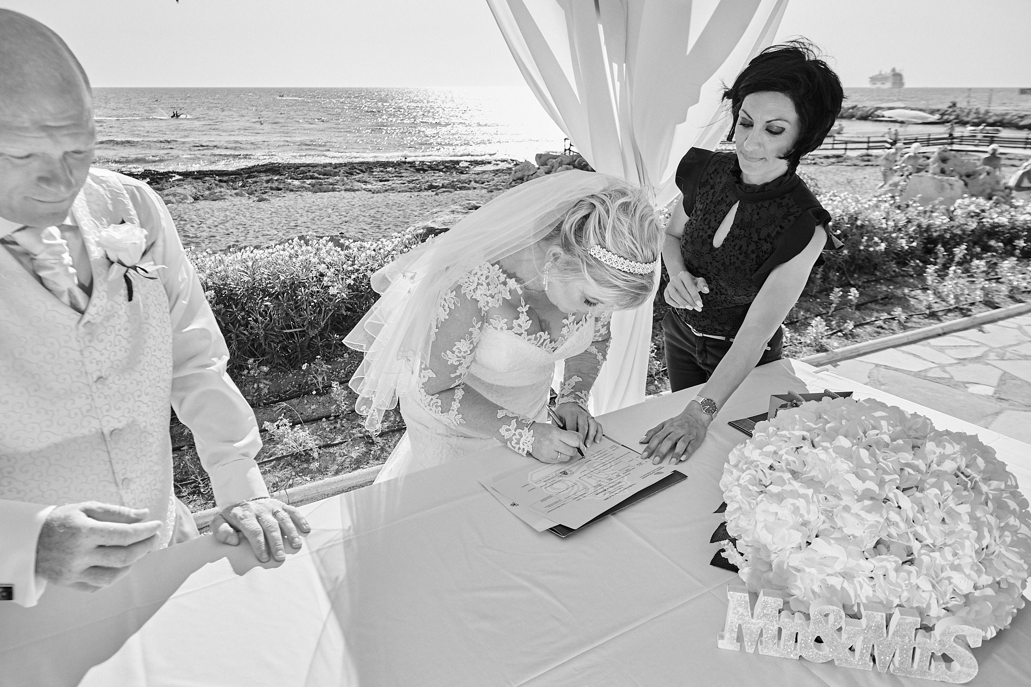 Monochrome, Black and White, B&W, Wedding photography of Kara and Ian taken at The Sentido Cypria Bay, in Pafos, Cyprus by Cyprus Wedding photographer - Richard King. September 2018. The wedding included a trip on a wedding bus. Monochrome, Black and White, B&W, Wedding photography of Kara and Ian taken at The Sentido Cypria Bay, in Pafos, Cyprus by Cyprus Wedding photographer - Richard King. September 2018. The wedding included a trip on a wedding bus.