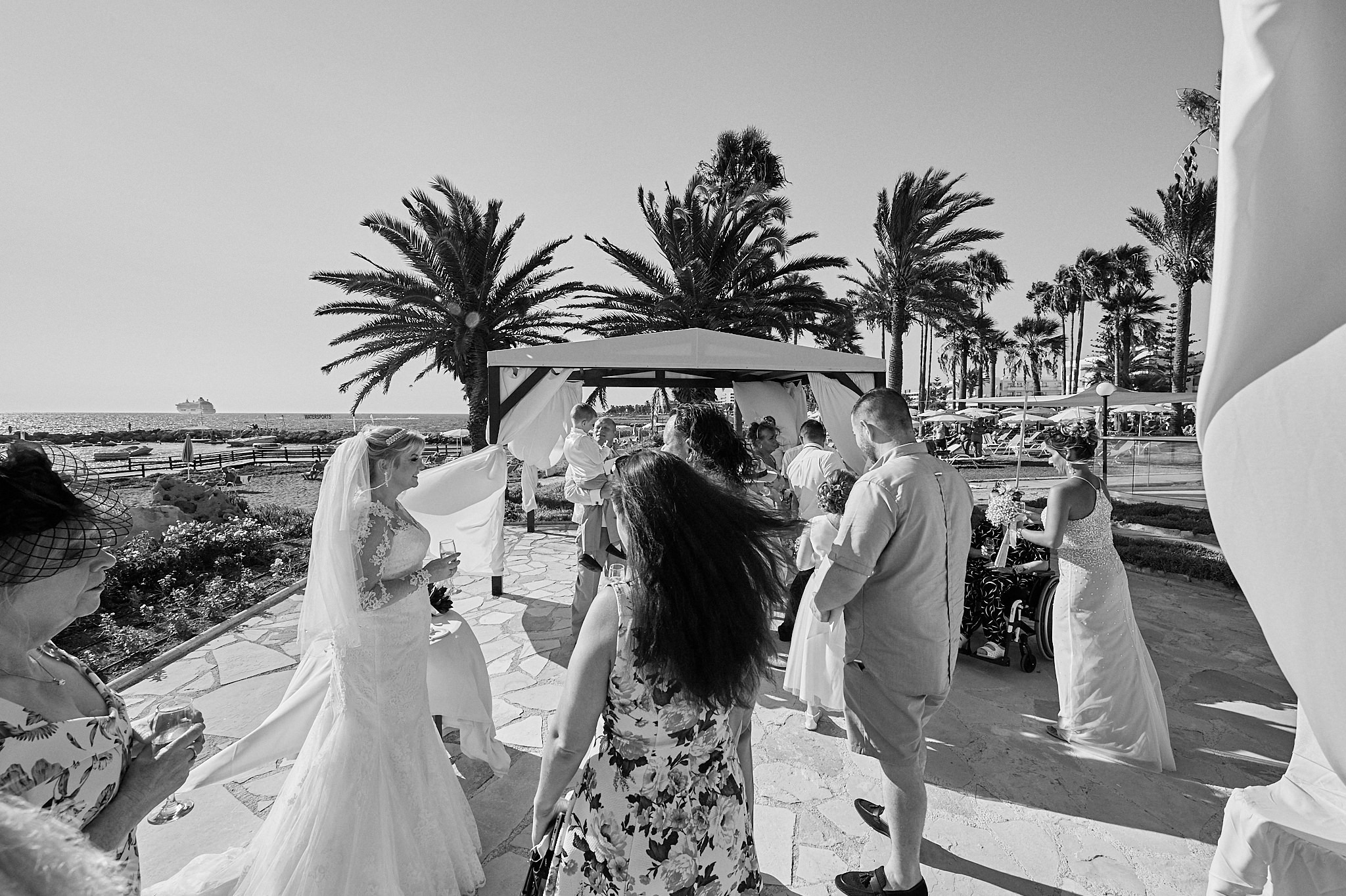 Monochrome, Black and White, B&W, Wedding photography of Kara and Ian taken at The Sentido Cypria Bay, in Pafos, Cyprus by Cyprus Wedding photographer - Richard King. September 2018. The wedding included a trip on a wedding bus. Monochrome, Black and White, B&W, Wedding photography of Kara and Ian taken at The Sentido Cypria Bay, in Pafos, Cyprus by Cyprus Wedding photographer - Richard King. September 2018. The wedding included a trip on a wedding bus.