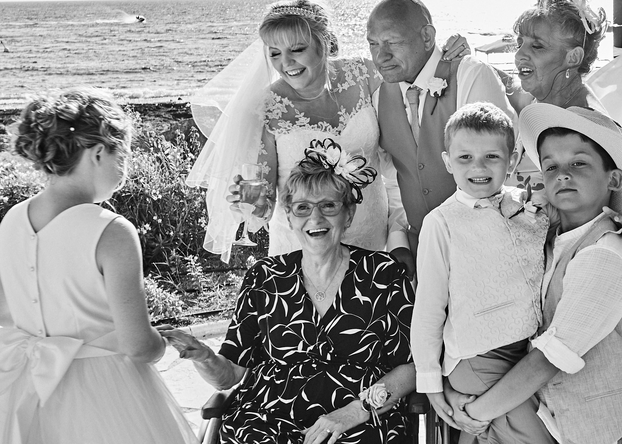 Monochrome, Black and White, B&W, Wedding photography of Kara and Ian taken at The Sentido Cypria Bay, in Pafos, Cyprus by Cyprus Wedding photographer - Richard King. September 2018. The wedding included a trip on a wedding bus. Monochrome, Black and White, B&W, Wedding photography of Kara and Ian taken at The Sentido Cypria Bay, in Pafos, Cyprus by Cyprus Wedding photographer - Richard King. September 2018. The wedding included a trip on a wedding bus.