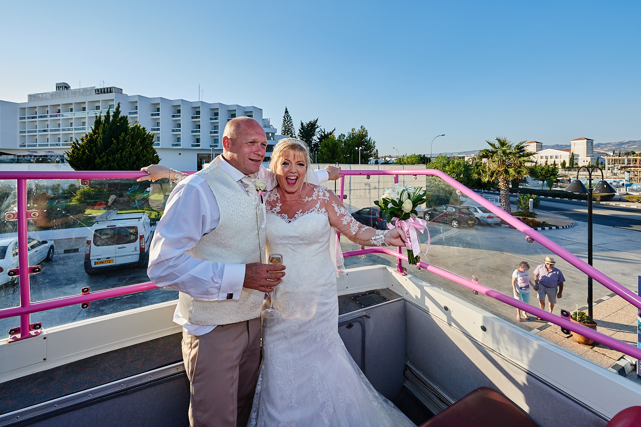 Wedding photography of Kara and Ian taken at The Sentido Cypria Bay, in Pafos, Cyprus by Richard King. September 2018. The wedding included a trip on a wedding bus. Wedding photography of Kara and Ian taken at The Sentido Cypria Bay, in Pafos, Cyprus by Richard King. September 2018. The wedding included a trip on a wedding bus.