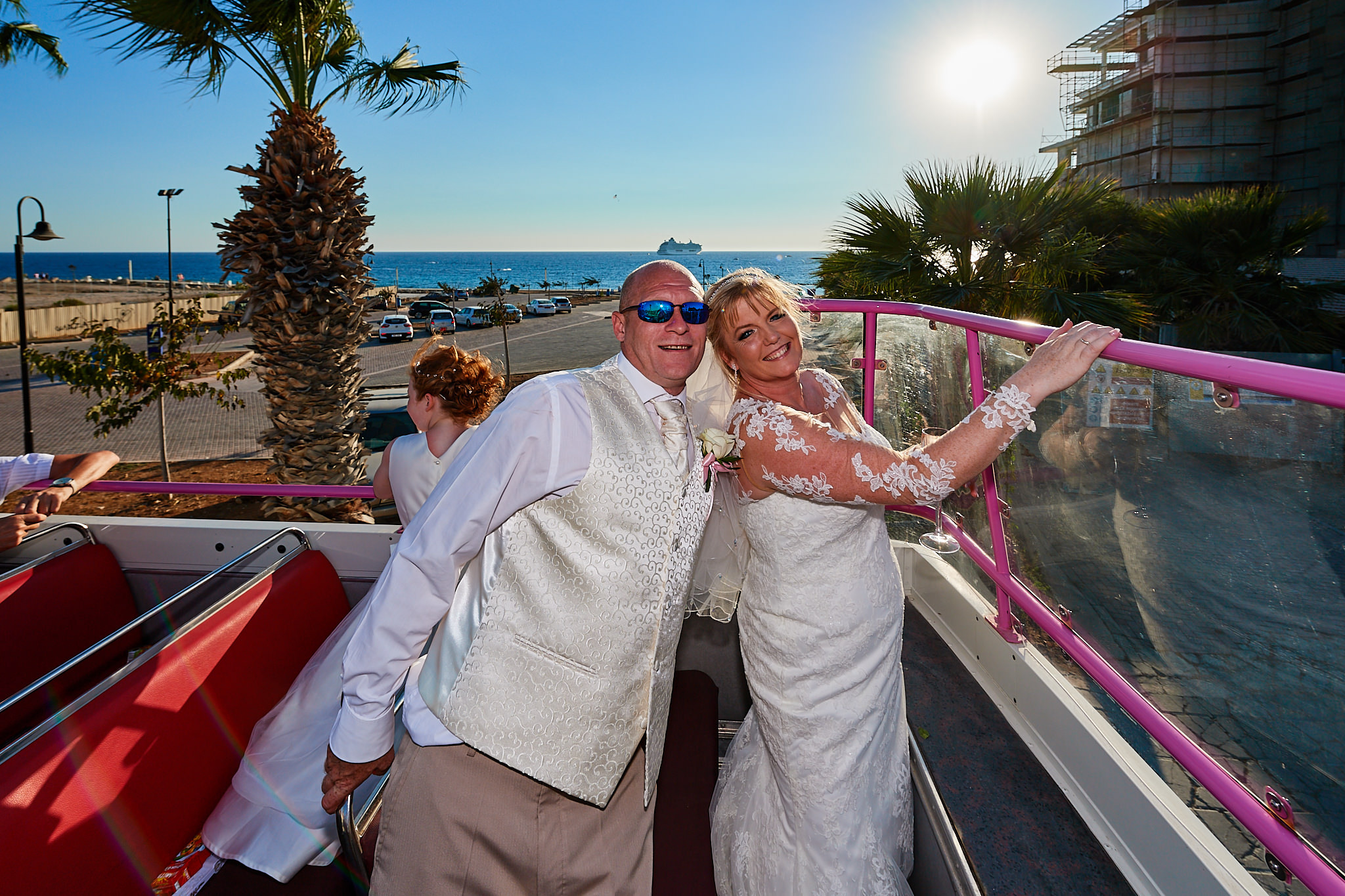 Wedding photography of Kara and Ian taken at The Sentido Cypria Bay, in Pafos, Cyprus by Richard King. September 2018. The wedding included a trip on a wedding bus. Wedding photography of Kara and Ian taken at The Sentido Cypria Bay, in Pafos, Cyprus by Richard King. September 2018. The wedding included a trip on a wedding bus.