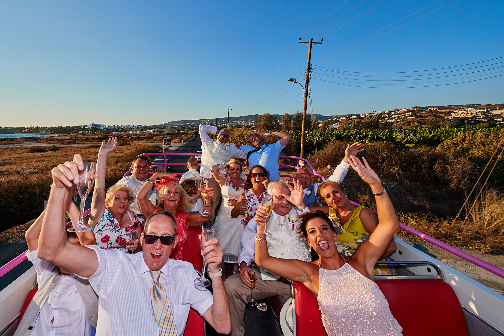 Wedding photography of Kara and Ian taken at The Sentido Cypria Bay, in Pafos, Cyprus by Richard King. September 2018. The wedding included a trip on a wedding bus. Wedding photography of Kara and Ian taken at The Sentido Cypria Bay, in Pafos, Cyprus by Richard King. September 2018. The wedding included a trip on a wedding bus.