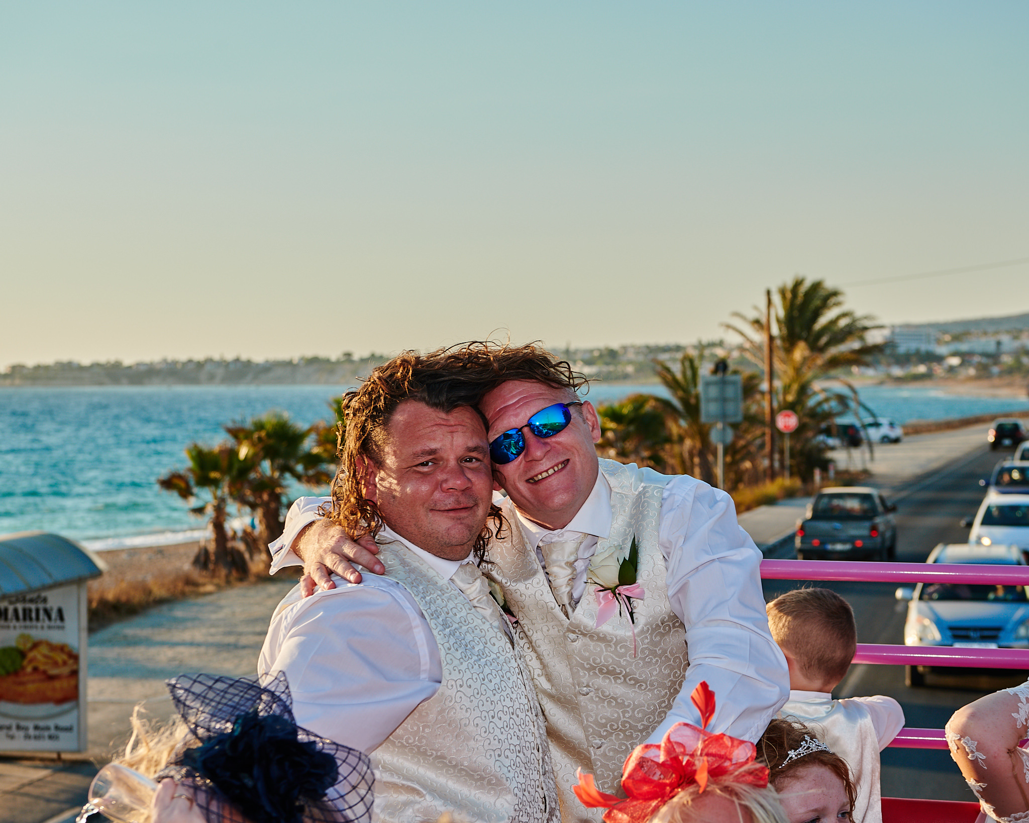 Wedding photography of Kara and Ian taken at The Sentido Cypria Bay, in Pafos, Cyprus by Richard King. September 2018. The wedding included a trip on a wedding bus. Wedding photography of Kara and Ian taken at The Sentido Cypria Bay, in Pafos, Cyprus by Richard King. September 2018. The wedding included a trip on a wedding bus.