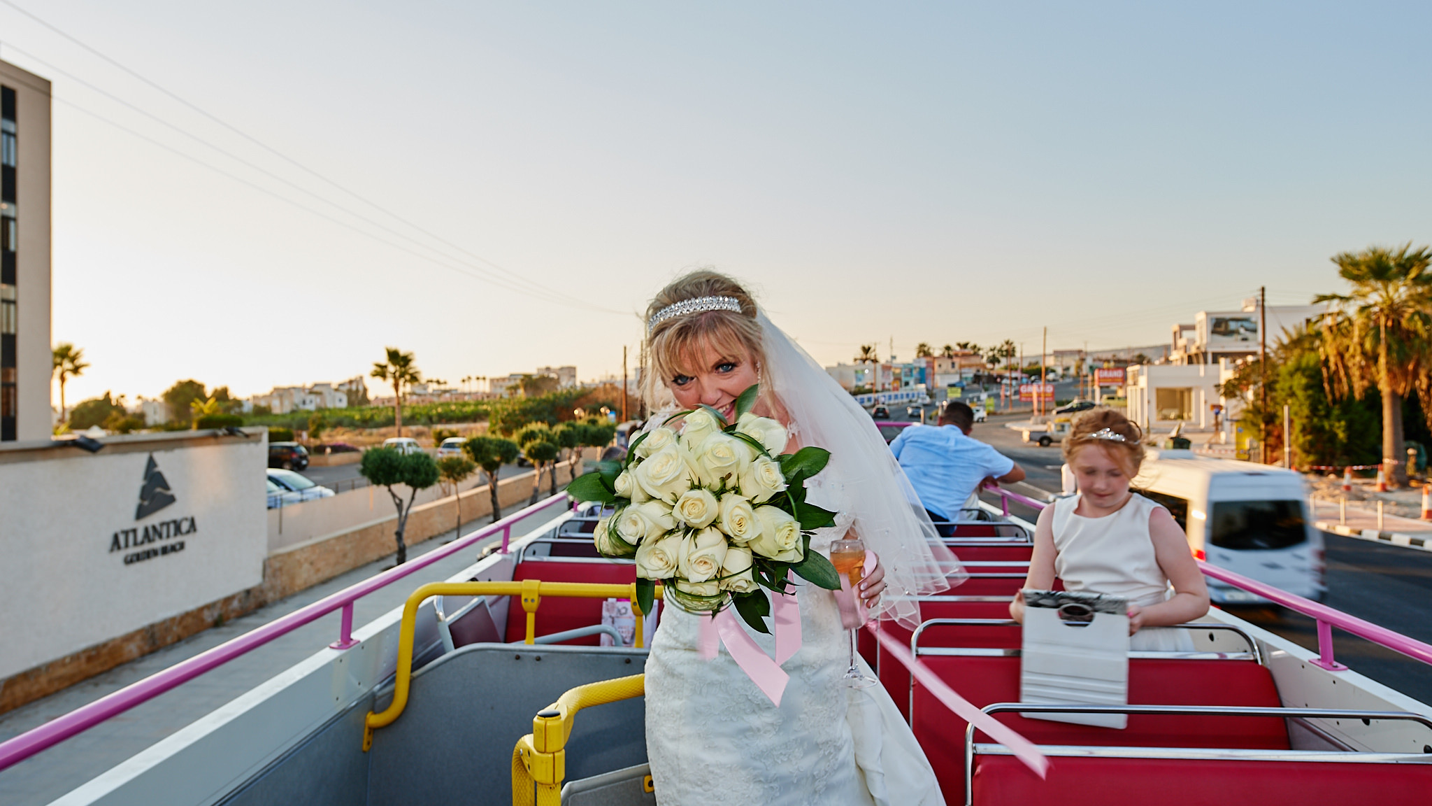 Wedding photography of Kara and Ian taken at The Sentido Cypria Bay, in Pafos, Cyprus by Richard King. September 2018. The wedding included a trip on a wedding bus. Wedding photography of Kara and Ian taken at The Sentido Cypria Bay, in Pafos, Cyprus by Richard King. September 2018. The wedding included a trip on a wedding bus.